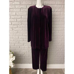 Clues Collections Women Purple Velvet 2 Pcs Pant Set Size M